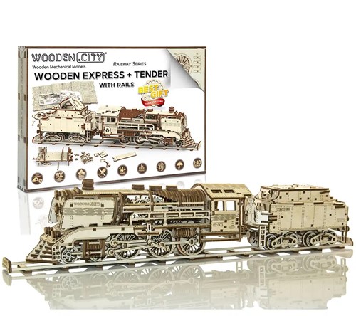 Wooden.City Wooden City - Wooden Express + Tender with rails